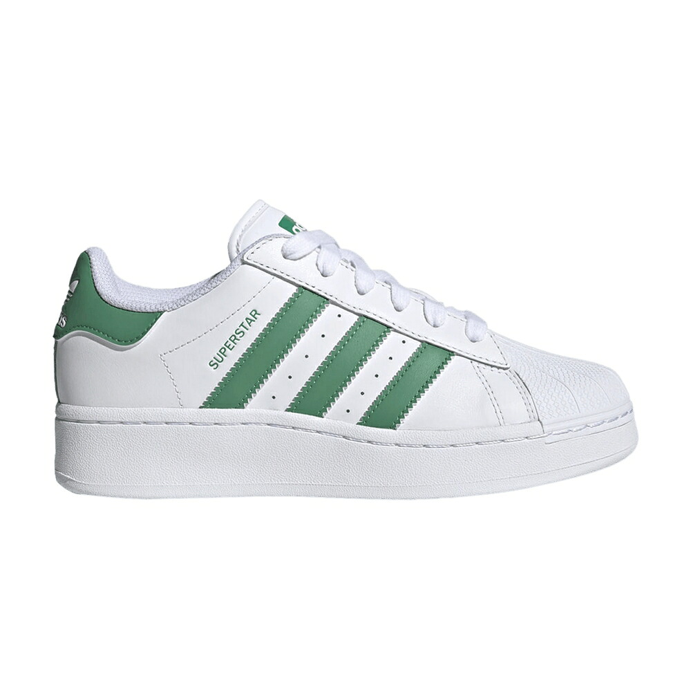 アディダス はやりっ児 厚地の外套 白いこと 白いこと 緑 緑であること \u0027WHITE GREEN\u0027 スニーカー レディース ADIDAS WMNS SUPERSTAR XLG SEMI COURT / CLOUD WHITE SEMI COURT GREEN