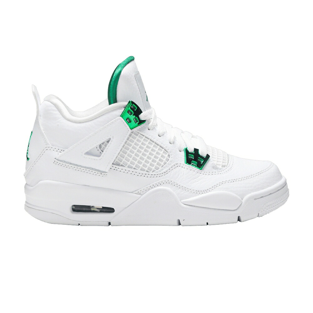 ナイキ 白色 ホワイト 緑 グリーン 銀色 シルバー エアジョーダン 'GREEN METALLIC' ジュニア キッズ AIR JORDAN AIR JORDAN 4 RETRO GS / WHITE PINE GREEN METALLIC SILVER ベビー マタニティ スニーカー｜スニケス