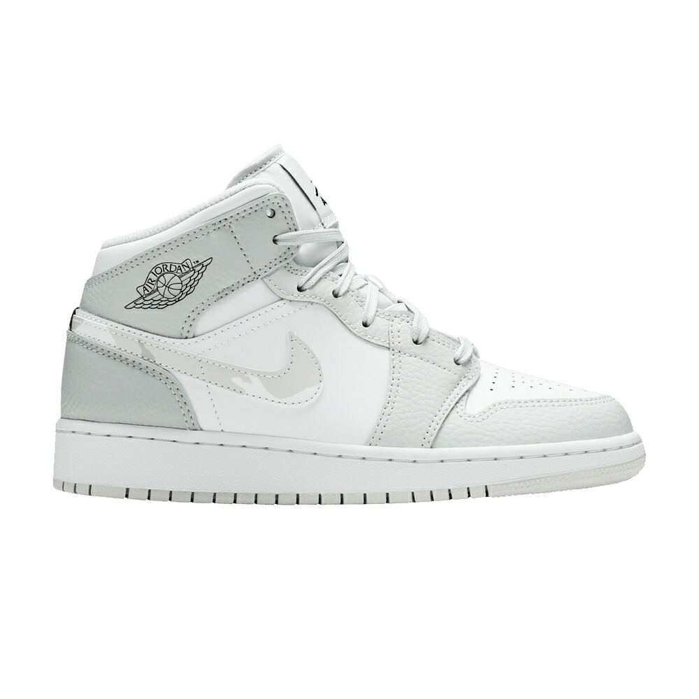 ナイキ ミッド ロゴタイプ 薄墨色 薄墨色 白いこと 白いこと エアジョーダン \u0027SWOOSH CAMO\u0027 お坊っちゃん キッズ AIR JORDAN AIR JORDAN 1 MID SE GS LOGO - GREY / WHITE PHOTON DUST GREY FOG もの言う花 マタニティ スニーカー