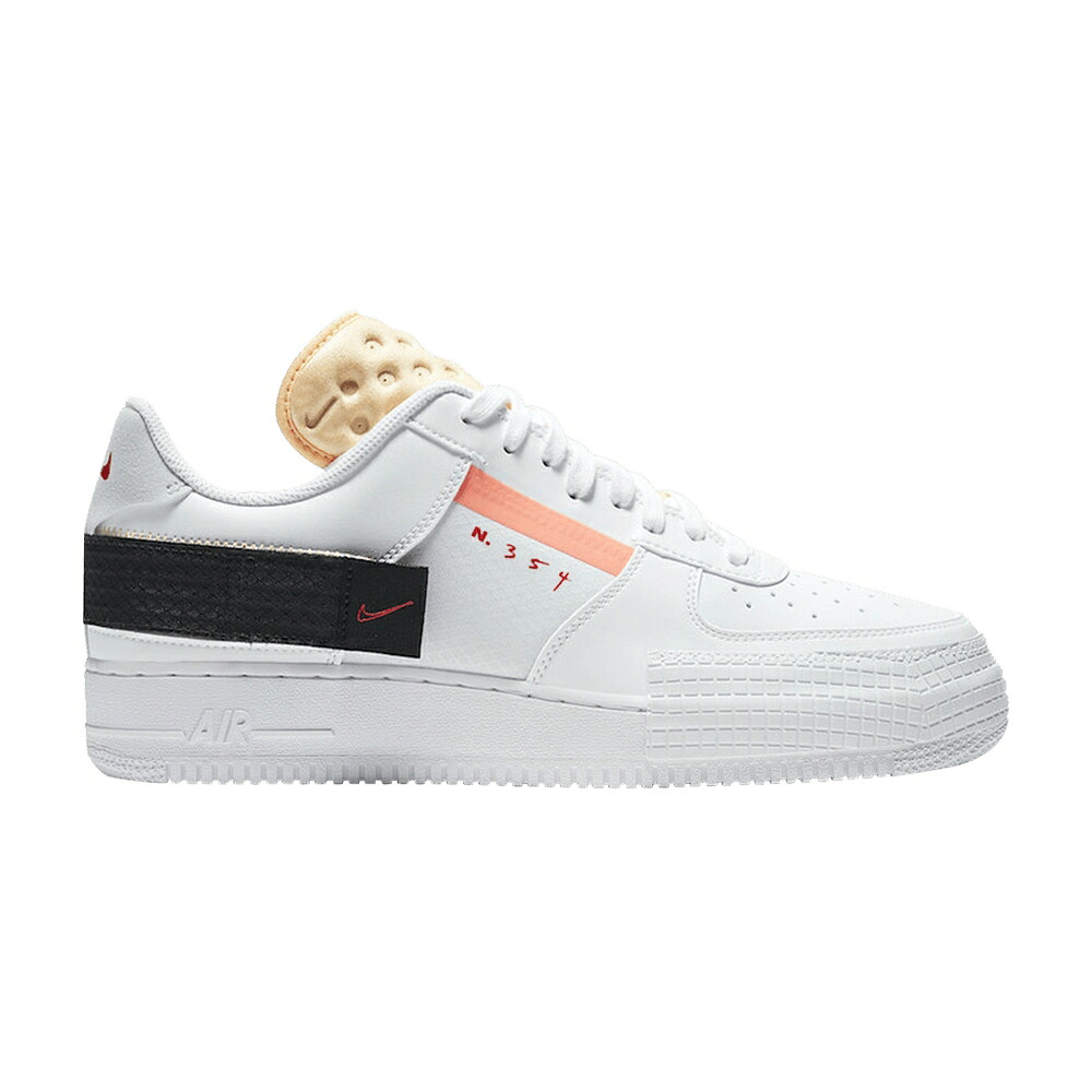ナイキ 白色 ホワイト 黒色 ブラック エアフォース 'MELON TINT' スニーカー メンズ NIKE AIR FORCE 1 TYPE / WHITE BLACK MELON TINT HABANERO｜スニケス