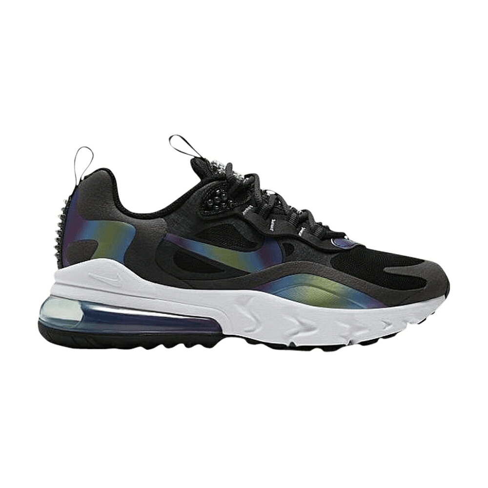 ナイキ マックス リアクト 薄墨色 薄墨色 大気圏マックス \u0027DARK IRIDESCENT\u0027 お坊っちゃん キッズ NIKE AIR MAX 270 REACT GS SMOKE GREY / DARK SMOKE GREY MULTI COLOR もの言う花 マタニティ スニーカー