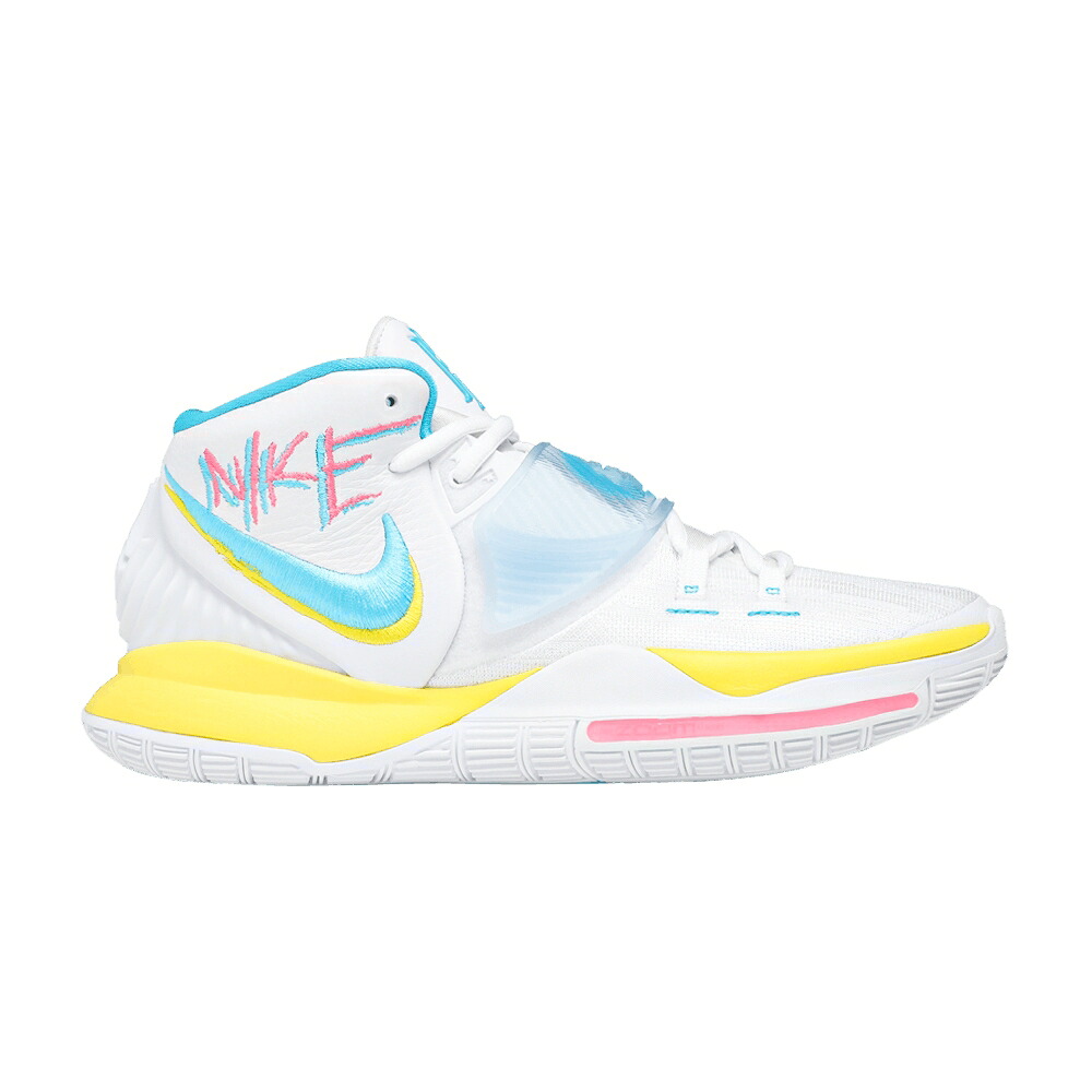 ナイキ カイリー 白いこと 白いこと 黄味がかった 黄色 さくら色 \u0027NEON GRAFFITI\u0027 スニーカー メンズ NIKE KYRIE 6 / WHITE OPTI YELLOW DIGITAL PINK