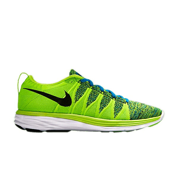 ナイキ 飛球編み物 黒いこと 黒いこと 青碧 青碧 スニーカー レディース NIKE WMNS FLYKNIT LUNAR2 / VOLT BLACK PHOTO BLUE ELECTRIC
