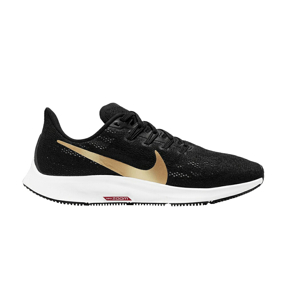 ナイキ ズーム ペガサス 黒色 ブラック 赤 レッド 白色 ホワイト ズームペガサス 'BLACK GOLD' スニーカー レディース NIKE WMNS AIR ZOOM PEGASUS 36 METALLIC / BLACK UNIVERSITY RED WHITE|スニケス