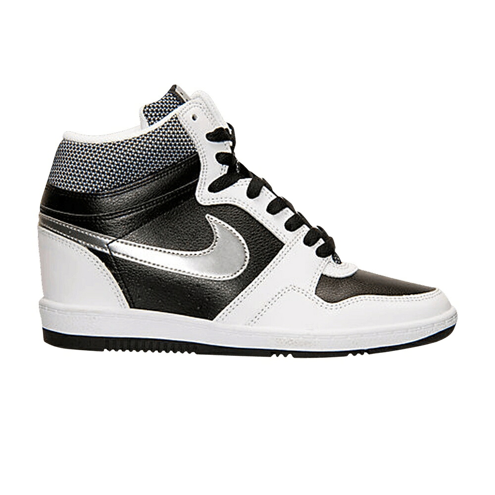 ナイキ スカイ ハイ 黒色 ブラック 銀色 シルバー 白色 ホワイト \'BLACK SILVER\' スニーカー レディース NIKE WMNS FORCE SKY HIGH METALLIC / BLACK METALLIC SILVER WHITE|スニケス