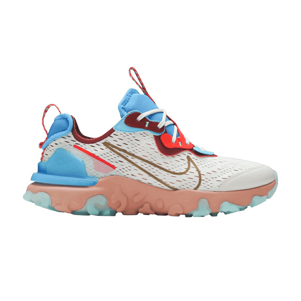 ナイキ リアクト 青碧 青碧 野球クラブ 赤 赤いこと \u0027DESERT OASIS\u0027 お坊っちゃん キッズ NIKE REACT VISION GS / LIGHT BONE PHOTO BLUE TEAM RED もの言う花 マタニティ スニーカー