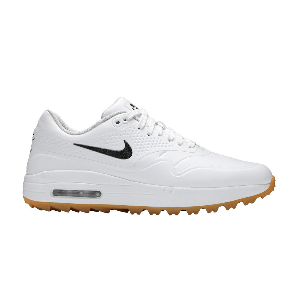 ナイキ マックス ゴルフ 黒色 ブラック 白色 ホワイト 茶色 ブラウン エアマックス 'WHITE SWOOSH' スニーカー メンズ NIKE AIR MAX 1 GOLF GUM - BLACK / WHITE BLACK GUM LIGHT BROWN｜スニケス 64,460円