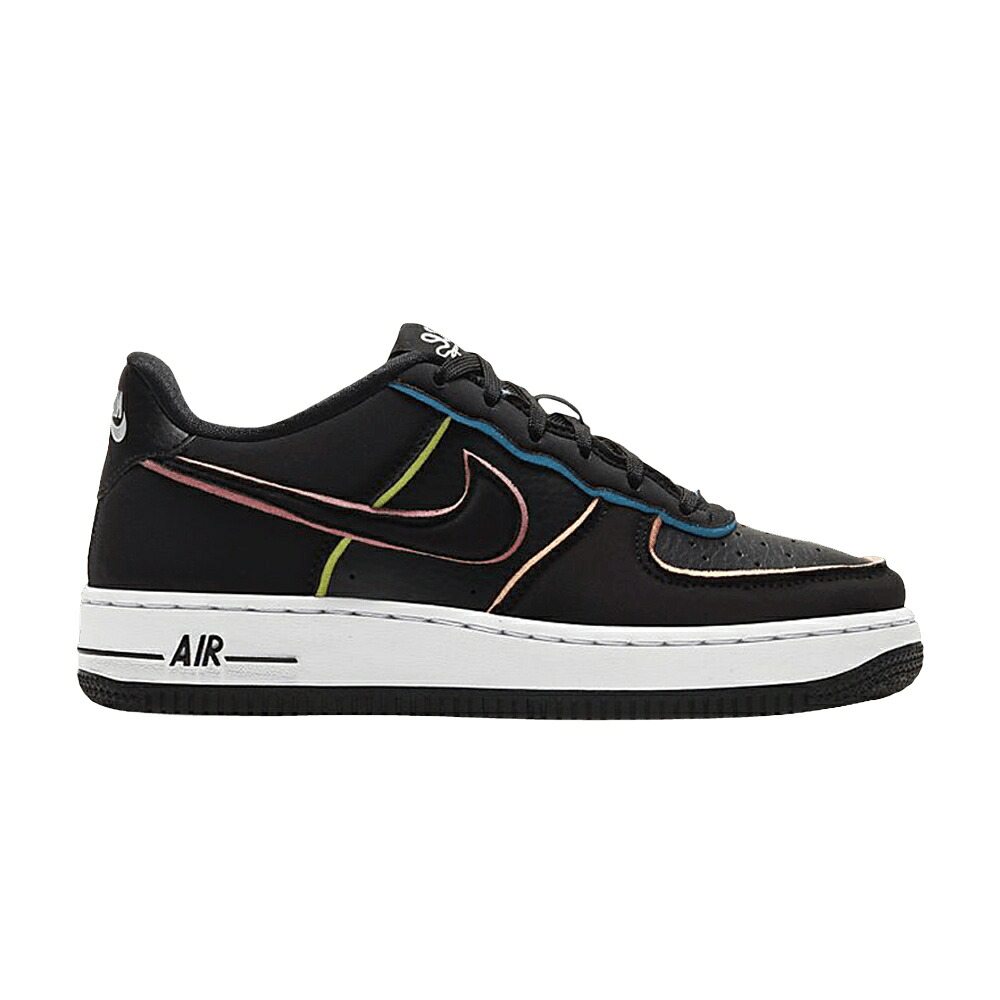ナイキ 黒いこと 黒いこと さくら色 空軍 \u0027OUTLINE\u0027 お坊っちゃん キッズ NIKE AIR FORCE 1 LV8 GS / BLACK PINK BARELY VOLT BLACK もの言う花 マタニティ スニーカー