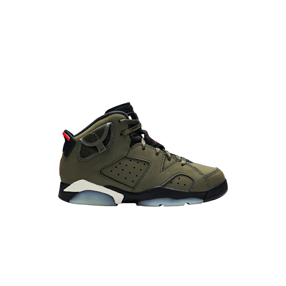 ナイキ オリーブ 黒色 ブラック エアジョーダン トラヴィススコット 'OLIVE' ジュニア キッズ AIR JORDAN TRAVIS SCOTT X AIR JORDAN 6 RETRO PS / MEDIUM OLIVE BLACK SAIL ベビー マタニティ スニーカー|スニケス