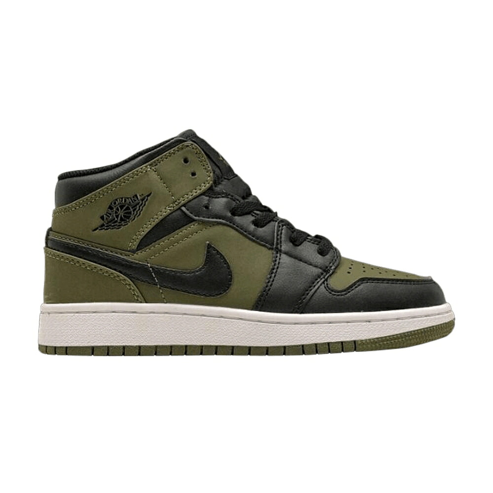 ナイキ ミッド オリーブ 黒色 ブラック 白色 ホワイト エアジョーダン 'OLIVE CANVAS' ジュニア キッズ AIR JORDAN AIR JORDAN 1 RETRO MID GS / OLIVE CANVAS BLACK WHITE ベビー マタニティ スニーカー|スニケス