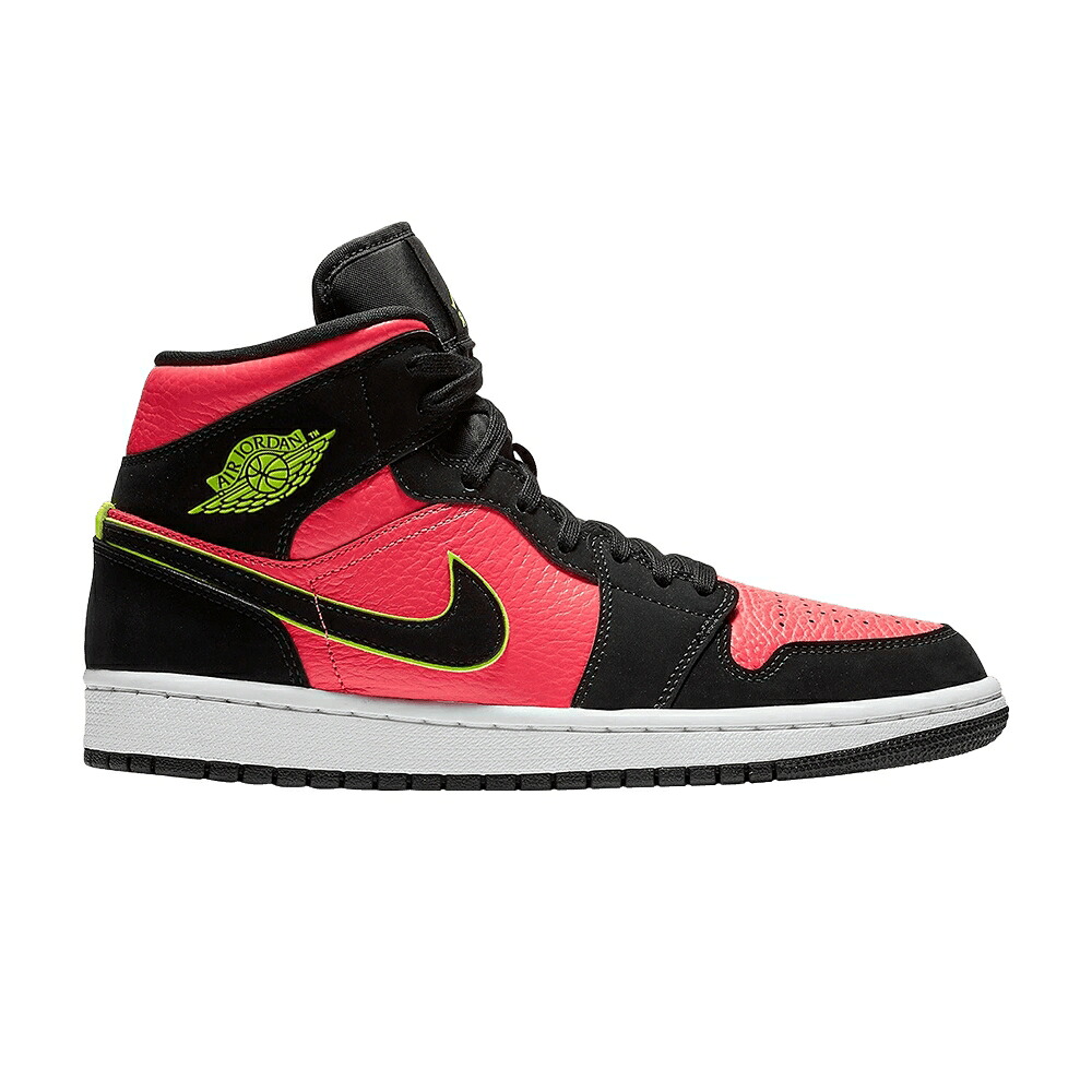 ナイキ ミッド 黒いこと 黒いこと エアジョーダン \u0027HOT VOLT\u0027 スニーカー レディース AIR JORDAN WMNS AIR JORDAN 1 RETRO MID PUNCH / BLACK VOLT HOT PUNCH