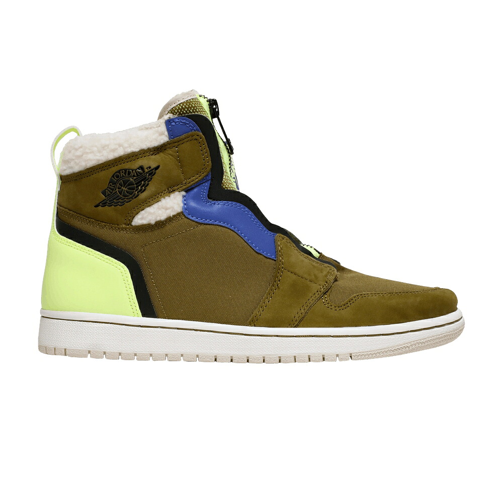 ナイキ 御機嫌 オリーブ 黒いこと 黒いこと エアジョーダン \u0027UTILITY PACK\u0027 スニーカー レディース AIR JORDAN WMNS AIR JORDAN 1 RETRO HIGH ZIP / OLIVE BLACK BEACH