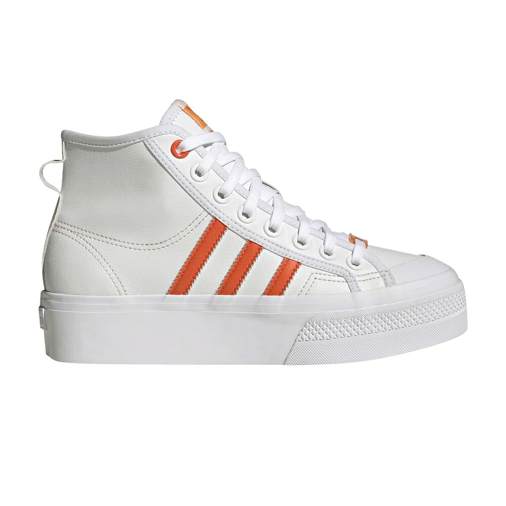 アディダス ミッド 白いこと 白いこと 差しひびき 橙 オレンジ色 \u0027WHITE ORANGE\u0027 スニーカー レディース ADIDAS WMNS NIZZA PLATFORM MID VEGAN BLISS / CLOUD WHITE SEMI IMPACT ORANGE
