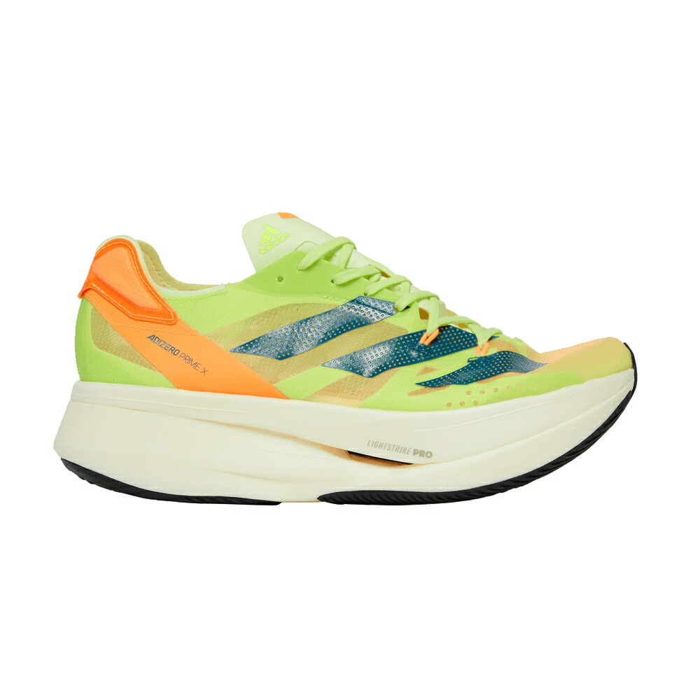 アディダス アディゼロ 菩提樹 レアル \u0027PULSE ORANGE\u0027 スニーカー メンズ ADIDAS ADIZERO PRIME X LIME FLASH / PULSE LIME REAL TEAL FLASH
