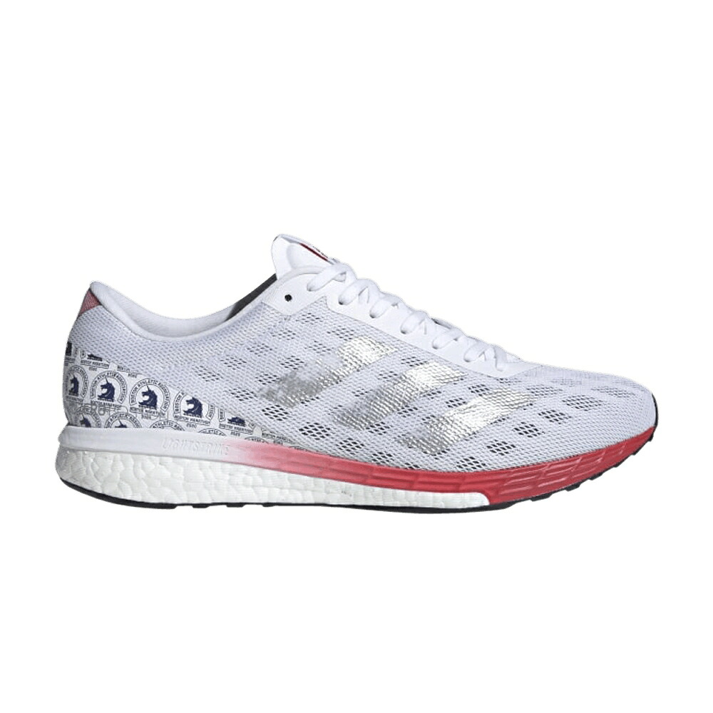 アディダス アディゼロ ボストン 白色 ホワイト 銀色 シルバー 'WHITE SCARLET' スニーカー メンズ ADIDAS ADIZERO BOSTON 9 / CLOUD WHITE SILVER METALLIC｜スニケス