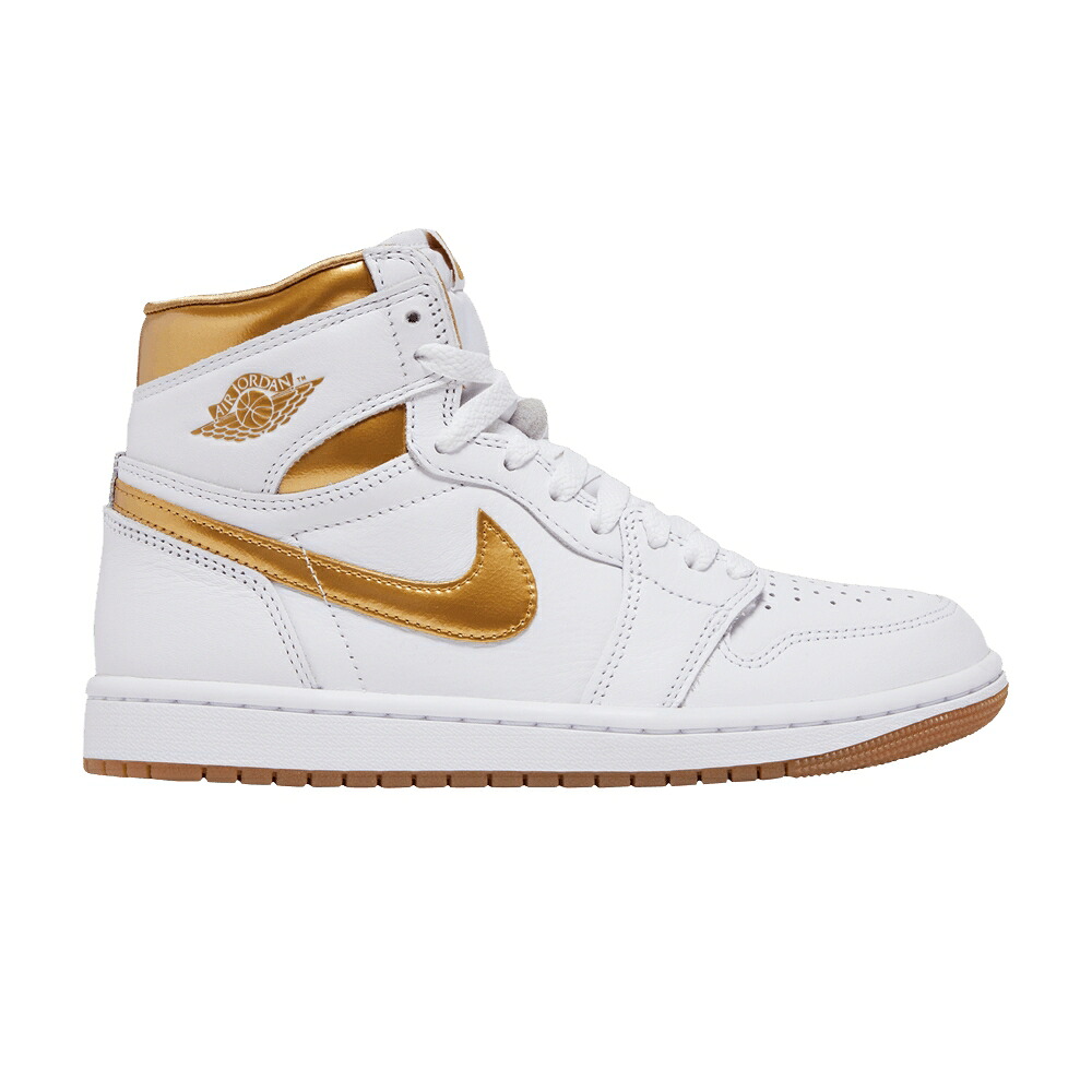 ナイキ 御機嫌 白いこと 白いこと ゴールド エアジョーダン \u0027METALLIC GOLD\u0027 スニーカー レディース AIR JORDAN WMNS AIR JORDAN 1 RETRO HIGH OG / WHITE METALLIC GOLD GUM LIGHT