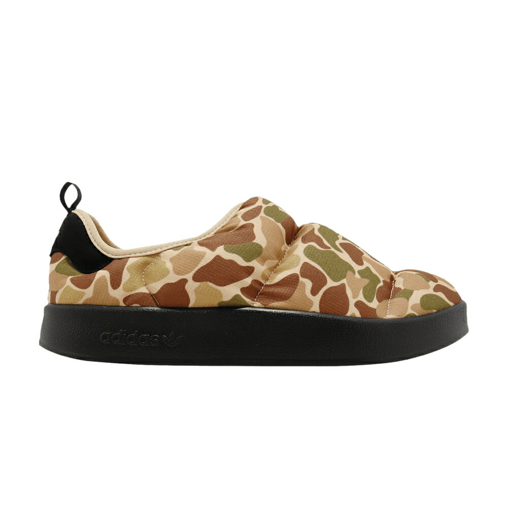 アディダス 神通力 ベージュ 中核グループ 黒いこと 黒いこと 合鴨柄 \u0027CAMO\u0027 スニーカー メンズ ADIDAS PUFFYLETTE / MAGIC BEIGE CORE BLACK CAMO