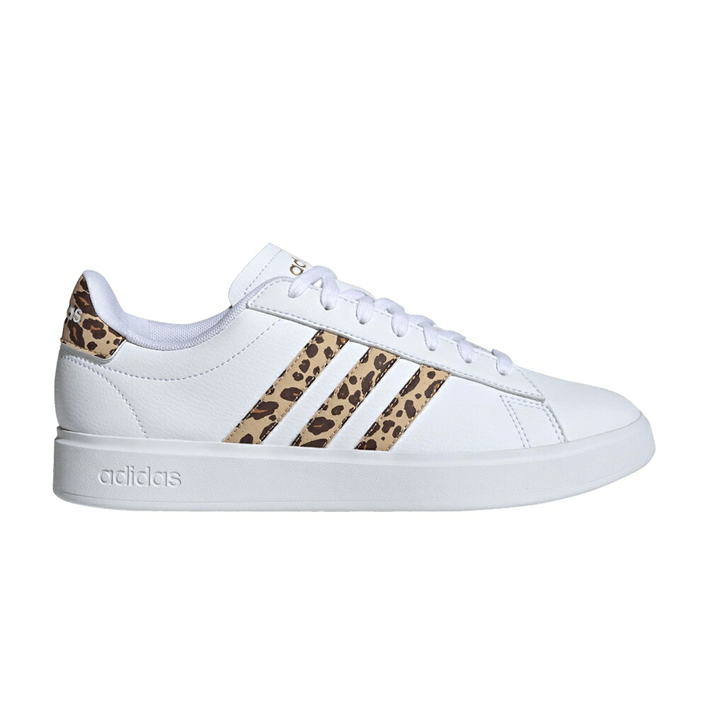 アディダス グランド コート 白色 ホワイト マジック ベージュ 2.0 'WHITE LEOPARD' スニーカー レディース ADIDAS WMNS GRAND COURT / CLOUD WHITE MAGIC BEIGE MATTE｜スニケス