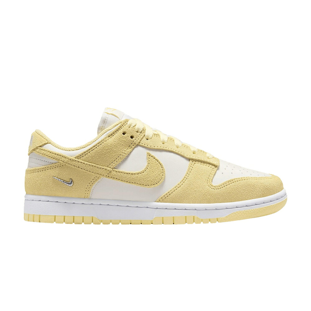 ナイキ ダンク スエード スウェード 白色 ホワイト 銀色 シルバー ダンクロー 'SAIL YELLOW' スニーカー レディース NIKE WMNS DUNK LOW SUEDE WHITE METALLIC SILVER SOFT / SAIL WHITE METALLIC SILVER SOFT｜スニケス