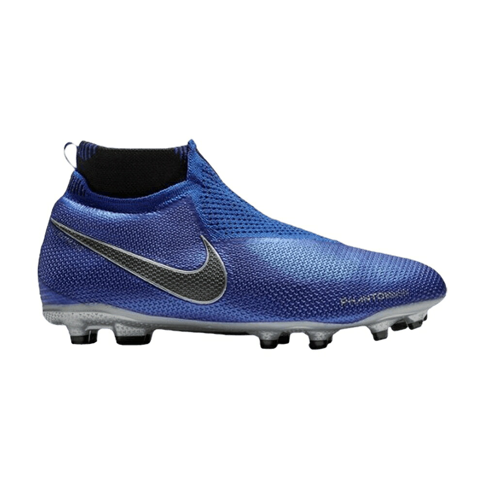 ナイキ エリート 青色 ブルー 銀色 シルバー 黒色 ブラック 'RACER SILVER' ジュニア キッズ NIKE PHANTOM VISION ELITE DF FG/MG GS BLUE METALLIC / RACER BLUE METALLIC SILVER BLACK ベビー マタニティ スニーカー｜スニケス