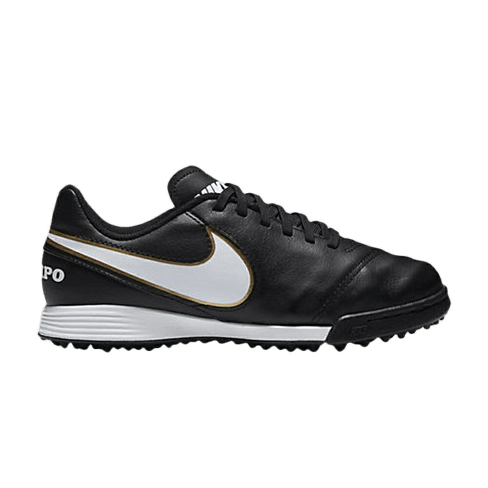 ナイキ ティエンポ レジェンド 黒色 ブラック 白色 ホワイト ゴールド 'BLACK' ジュニア キッズ NIKE TIEMPO LEGEND 6 TF GS / BLACK WHITE METALLIC GOLD ベビー マタニティ スニーカー｜スニケス