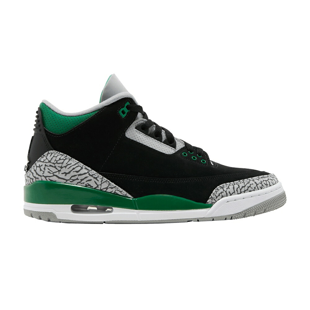 ナイキ 黒いこと 黒いこと 緑 緑であること 薄墨色 シメント 薄墨色 エアジョーダン \u0027PINE GREEN\u0027 スニーカー メンズ AIR JORDAN AIR JORDAN 3 RETRO / BLACK PINE GREEN CEMENT GREY