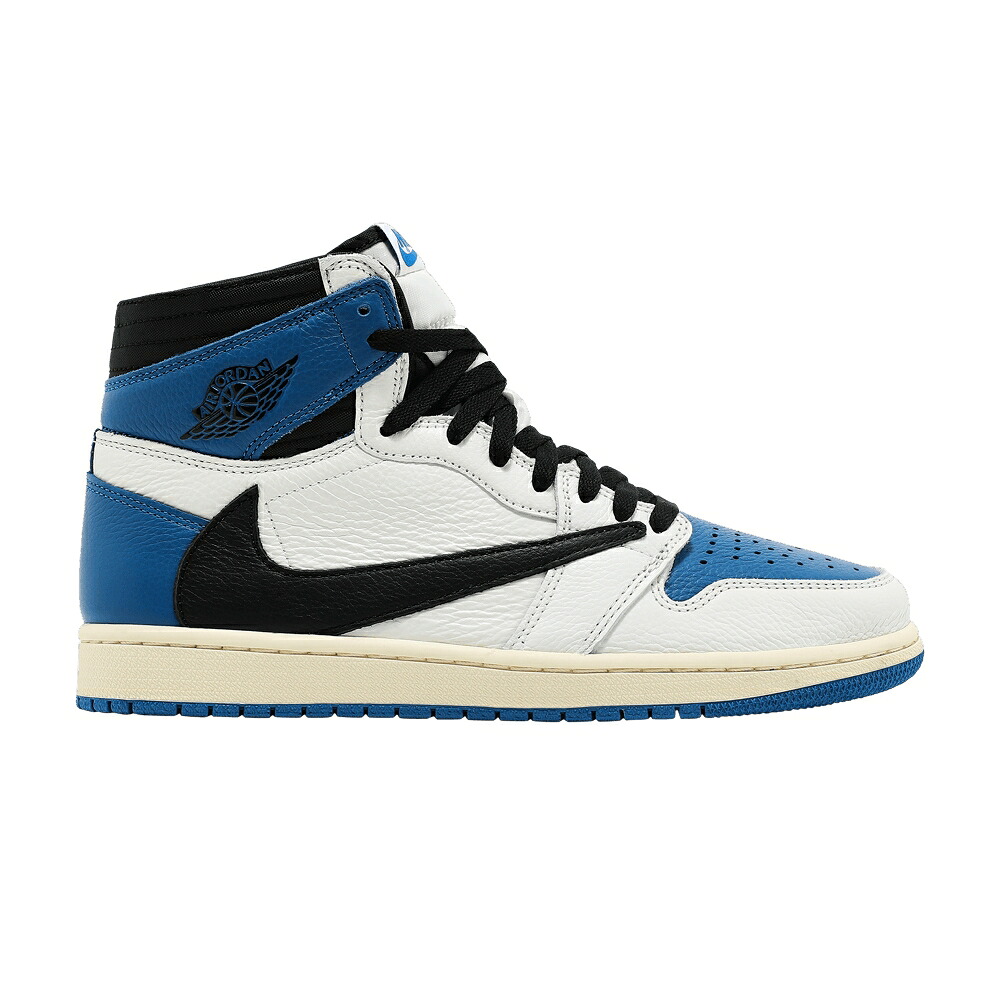 ナイキ ご機嫌 黒いこと 黒いこと 青味 青み エアジョーダン トラヴィススコット スニーカー メンズ AIR JORDAN FRAGMENT DESIGN X TRAVIS SCOTT AIR JORDAN 1 RETRO HIGH / SAIL BLACK MILITARY BLUE SHY