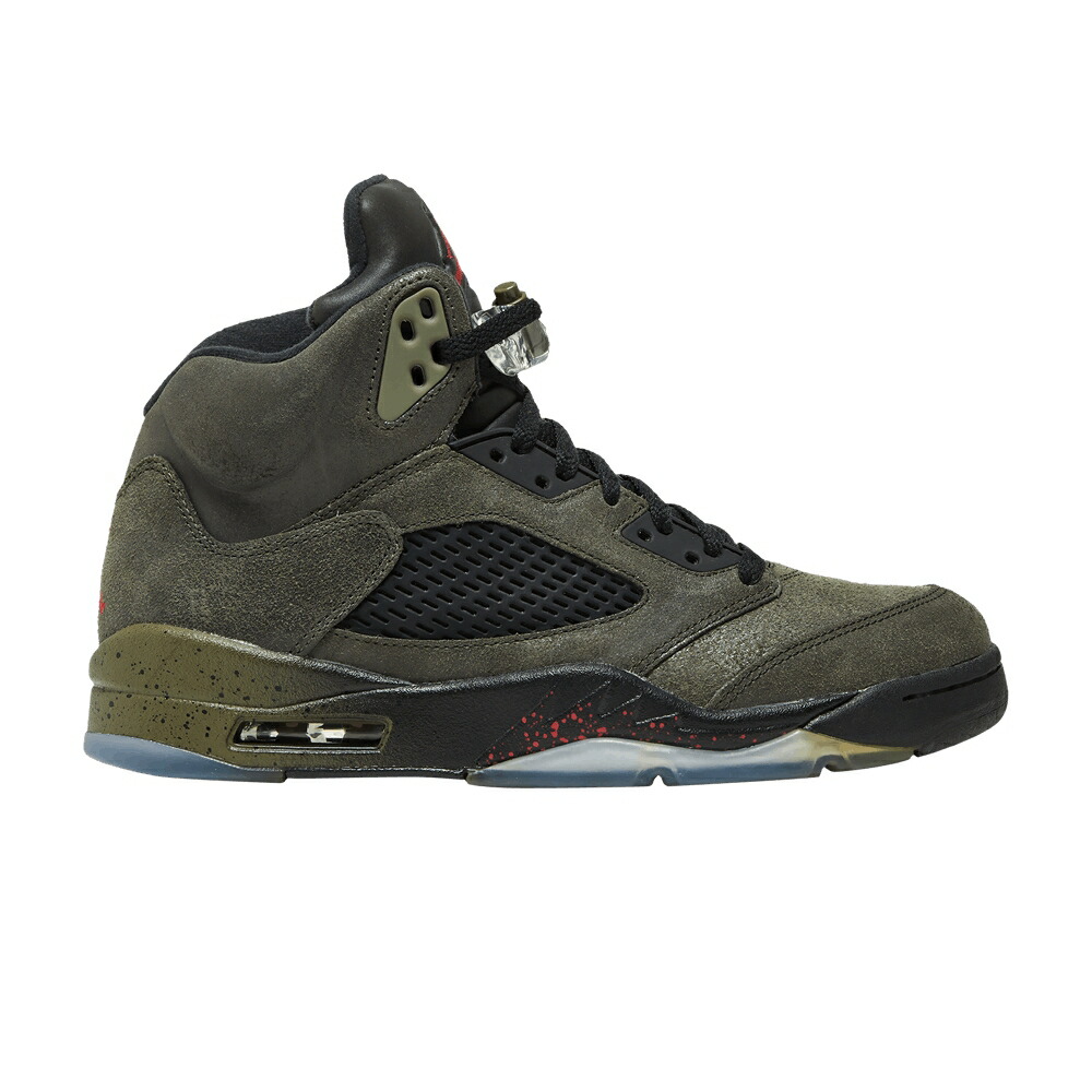 ナイキ たき火 赤 赤いこと エアジョーダン \u0027FEAR\u0027 スニーカー メンズ AIR JORDAN AIR JORDAN 5 RETRO / SEQUOIA FIRE RED MDM OLV BLCK