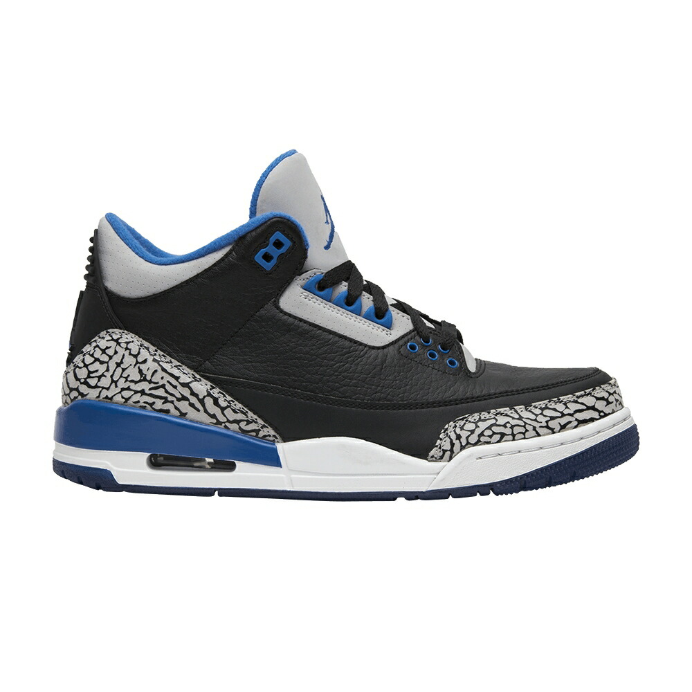 ナイキ 黒いこと 黒いこと 青味 青み 薄墨色 薄墨色 エアジョーダン \u0027SPORT BLUE\u0027 スニーカー メンズ AIR JORDAN AIR JORDAN 3 RETRO / BLACK SPORT BLUE WOLF GREY