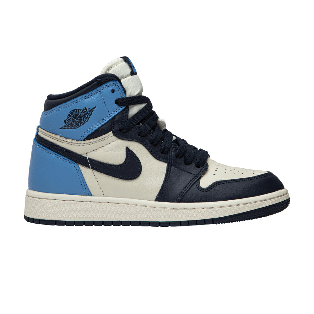 ナイキ 御機嫌 青み 青色 エアジョーダン \u0027OBSIDIAN\u0027 お坊っちゃん キッズ AIR JORDAN AIR JORDAN 1 RETRO HIGH OG GS / SAIL OBSIDIAN UNIVERSITY BLUE もの言う花 マタニティ スニーカー
