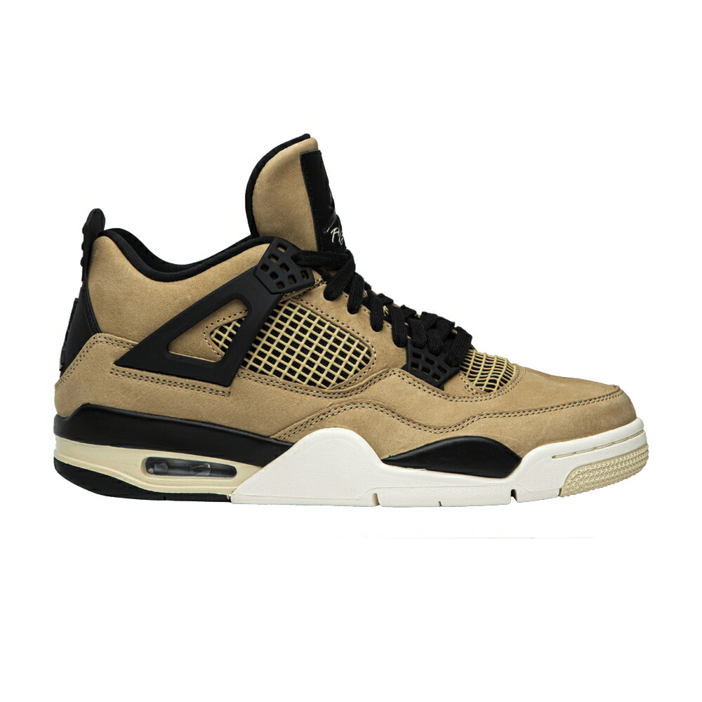 ナイキ 黒色 ブラック アイボリー エアジョーダン MUSHROOM スニーカー レディース AIR JORDAN WMNS AIR JORDAN 4 RETRO / MUSHROOM BLACK FOSSIL PALE IVORY