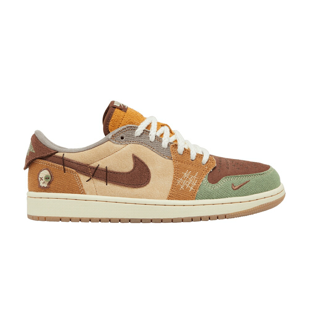 ナイキ 赤銅色 赤銅色 エアジョーダン \u0027VOODOO\u0027 スニーカー メンズ AIR JORDAN ZION WILLIAMSON X AIR JORDAN 1 RETRO LOW OG / FLAX MUSLIN FAUNA BROWN OIL