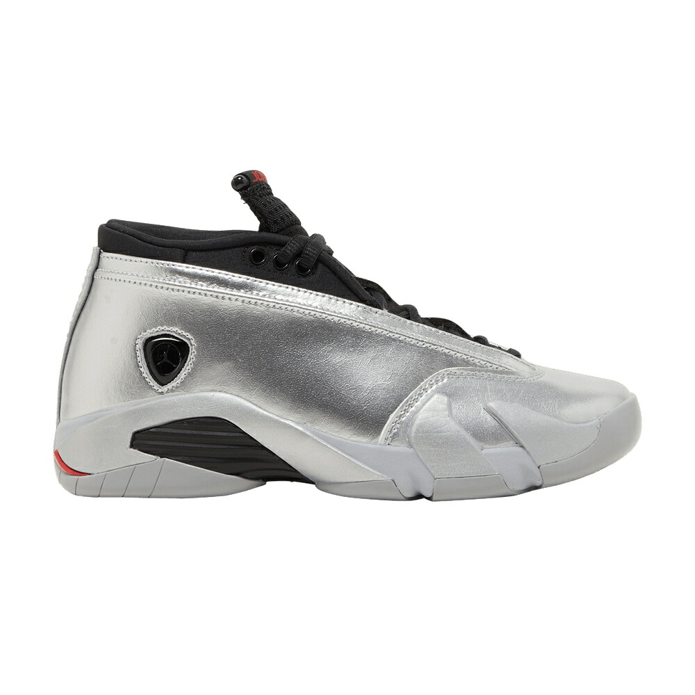 ナイキ しろがね色 しろがね色 火の手 赤 赤いこと エアジョーダン \u0027METALLIC SILVER\u0027 スニーカー レディース AIR JORDAN WMNS AIR JORDAN 14 RETRO LOW / METALLIC SILVER FIRE RED WOLF