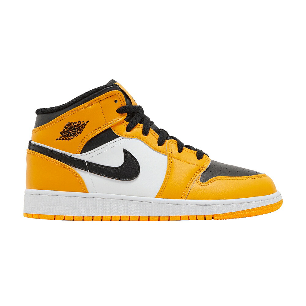 ナイキ ミッド 黄色 イエロー 白色 ホワイト 黒色 ブラック エアジョーダン 'REVERSE TOE' ジュニア キッズ AIR JORDAN AIR JORDAN 1 MID GS YELLOW / TAXI WHITE BLACK ベビー マタニティ スニーカー|スニケス