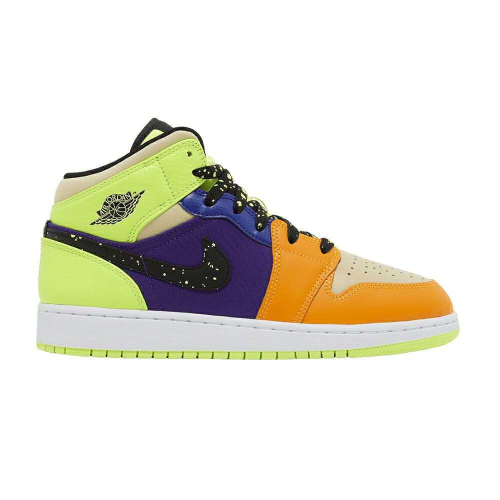 ナイキ ミッド 黒色 ブラック 橙 オレンジ エアジョーダン 'VOLT ORANGE' ジュニア キッズ AIR JORDAN AIR JORDAN 1 MID SE GS VIVID / VOLT BLACK VIVID ORANGE ベビー マタニティ スニーカー｜スニケス