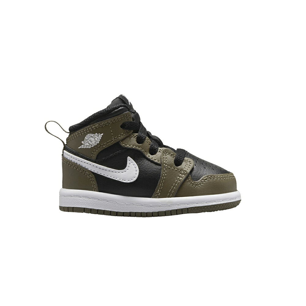 ナイキ ミッド 黒色 ブラック オリーブ 白色 ホワイト エアジョーダン 'MEDIUM OLIVE' ベビー AIR JORDAN AIR JORDAN 1 MID TD / BLACK MEDIUM OLIVE WHITE｜スニケス