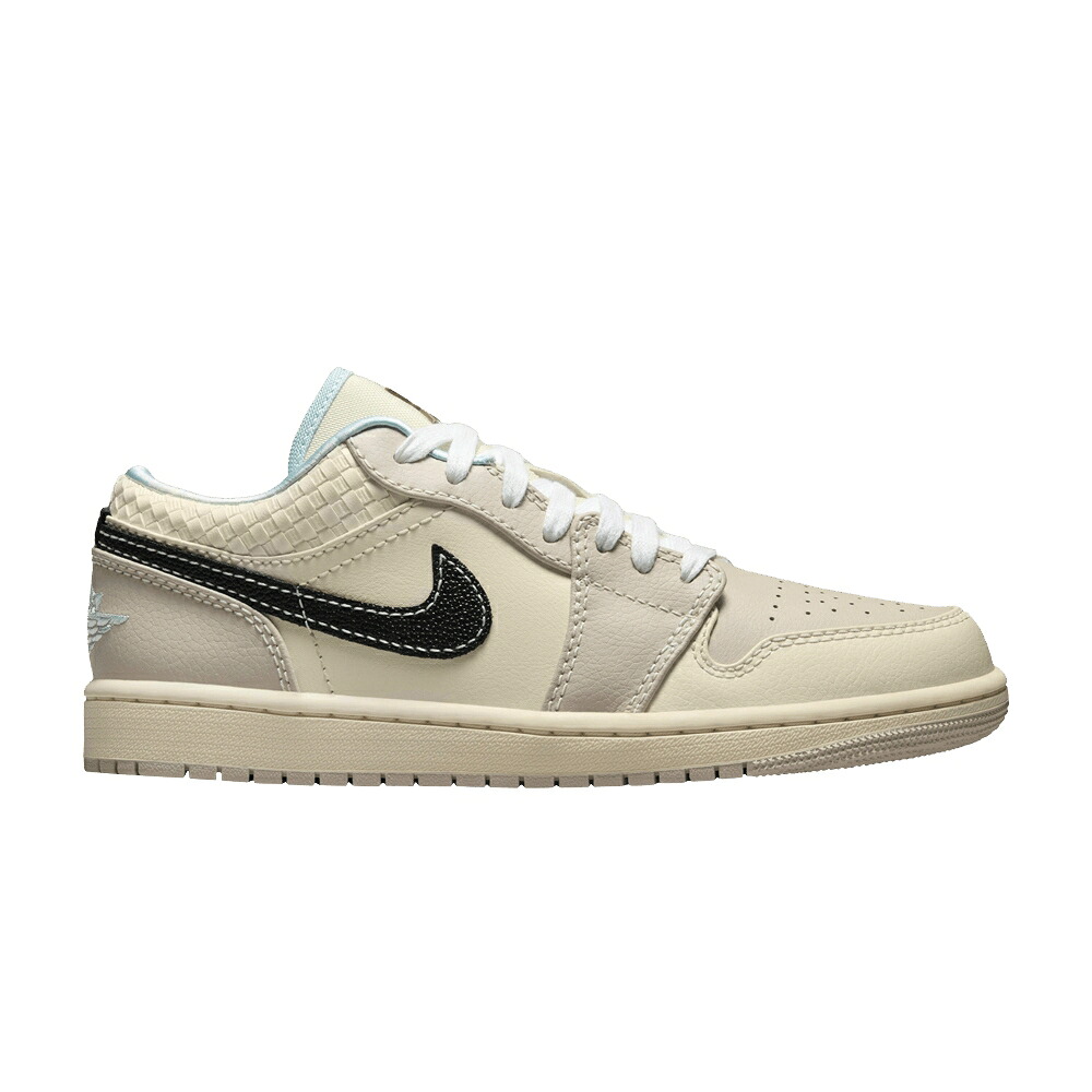 ナイキ 黒いこと 黒いこと エアジョーダン \u0027SANDDRIFT BLUE\u0027 スニーカー レディース AIR JORDAN WMNS AIR JORDAN 1 LOW SE GLACIER / SANDDRIFT BLACK MUSLIN GLACIER