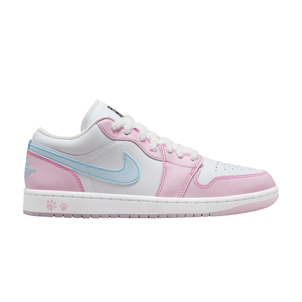 ナイキ 白色 ホワイト ピンク エアジョーダン PAW PRINT スニーカー レディース AIR JORDAN WMNS AIR JORDAN 1 LOW SE / WHITE WHITE PINK FOAM GLACIER
