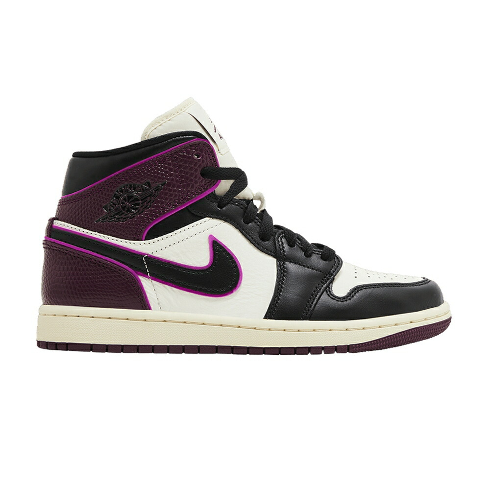 ナイキ ミッド サクラ色 黒いこと 黒いこと エアジョーダン \u0027BORDEAUX\u0027 スニーカー レディース AIR JORDAN WMNS AIR JORDAN 1 MID SE / SAIL ACTIVE PINK BORDEAUX BLACK