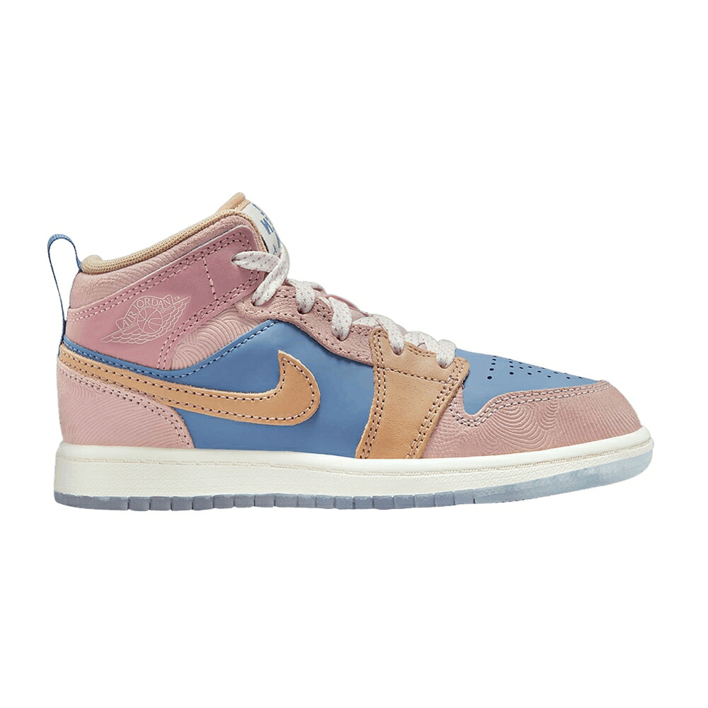 ナイキ ミッド サクラ色 オックスフォード エアジョーダン \u0027ZEN\u0027 御坊っちゃん キッズ AIR JORDAN AIR JORDAN 1 MID SS なおなお書き / AEGEAN STORM HEMP PINK OXFORD もの言う花 マタニティ スニーカー