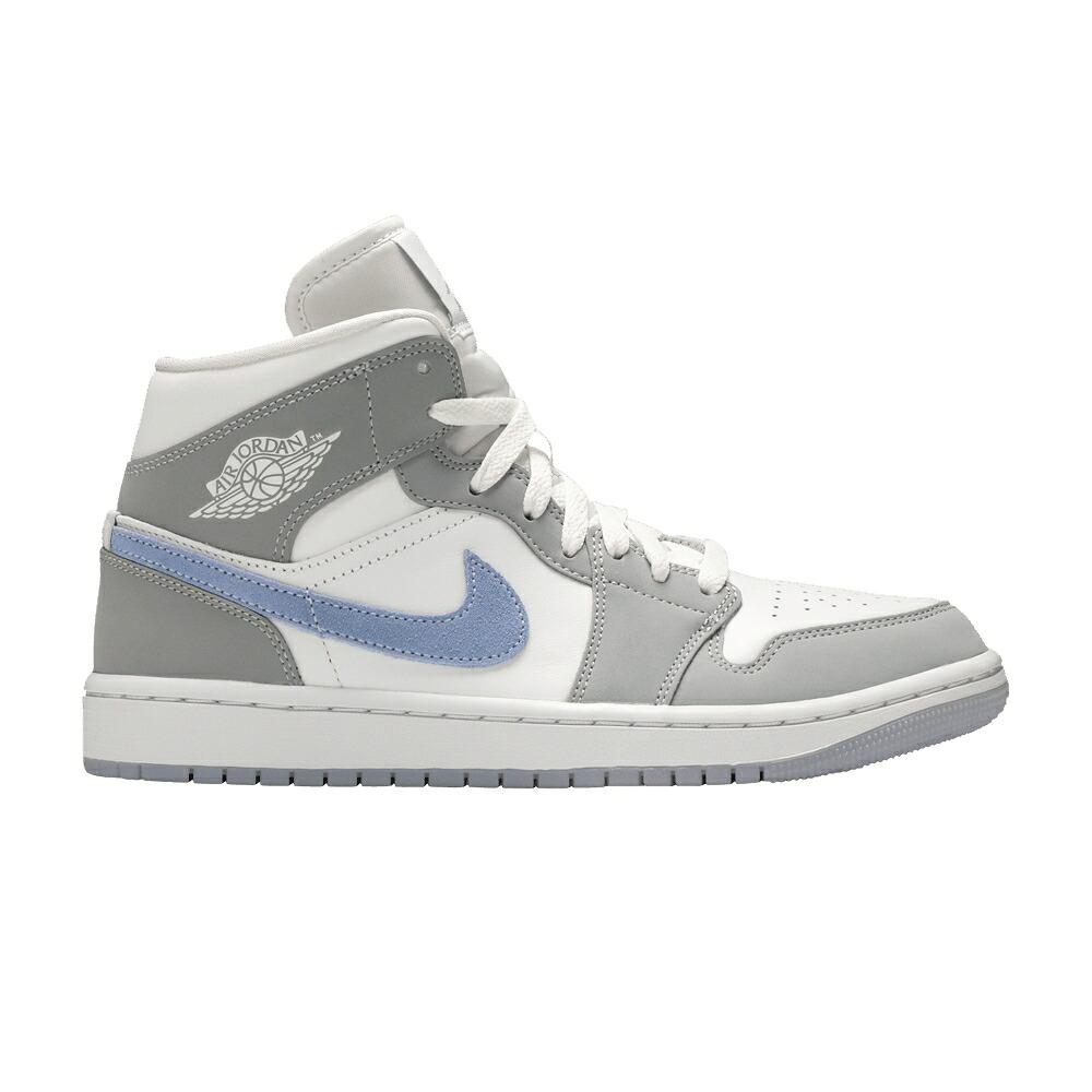 ナイキ ミッド 灰色 グレー 白色 ホワイト エアジョーダン 'WOLF ALUMINUM' スニーカー レディース AIR JORDAN WMNS AIR JORDAN 1 MID GREY / WHITE WOLF GREY ALUMINUM｜スニケス