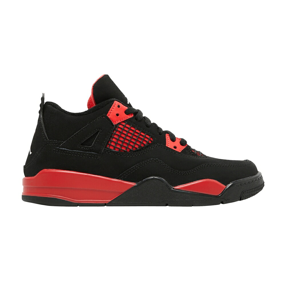 ナイキ 黒色 ブラック エアジョーダン 'RED THUNDER' ジュニア キッズ AIR JORDAN AIR JORDAN 4 RETRO PS / BLACK MULTI COLOR MULTI COLOR ベビー マタニティ スニーカー｜スニケス