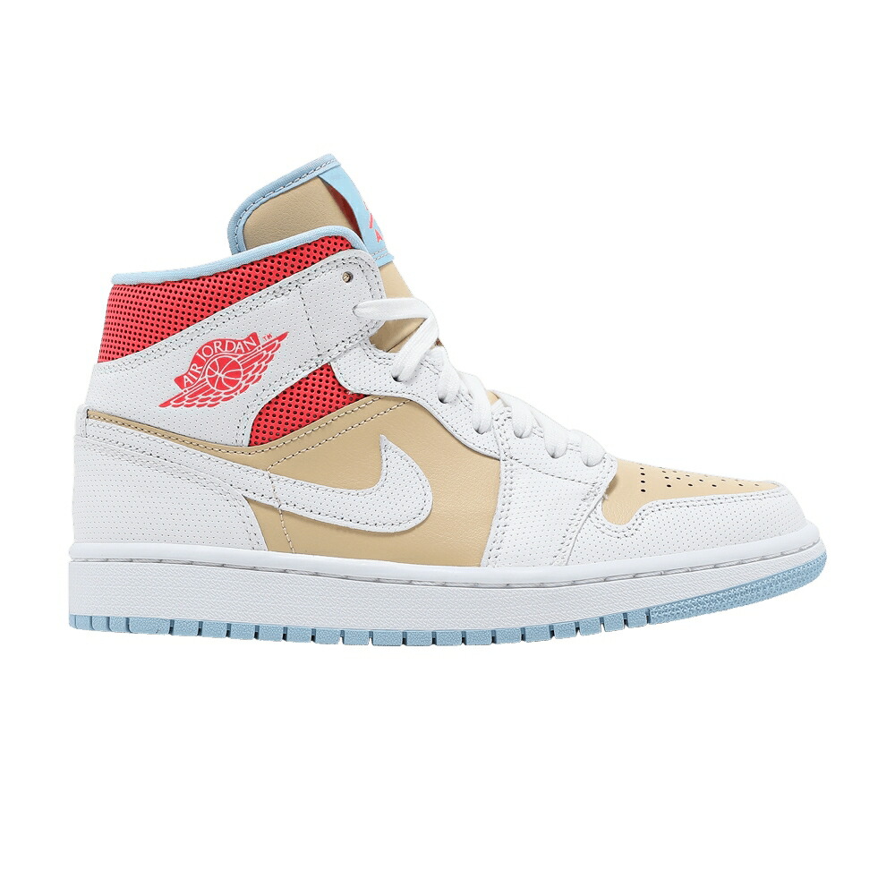 ナイキ ミッド 白いこと 白いこと クリムゾン エアジョーダン \u0027SESAME\u0027 スニーカー レディース AIR JORDAN WMNS AIR JORDAN 1 MID SE / SESAME WHITE FLASH CRIMSON