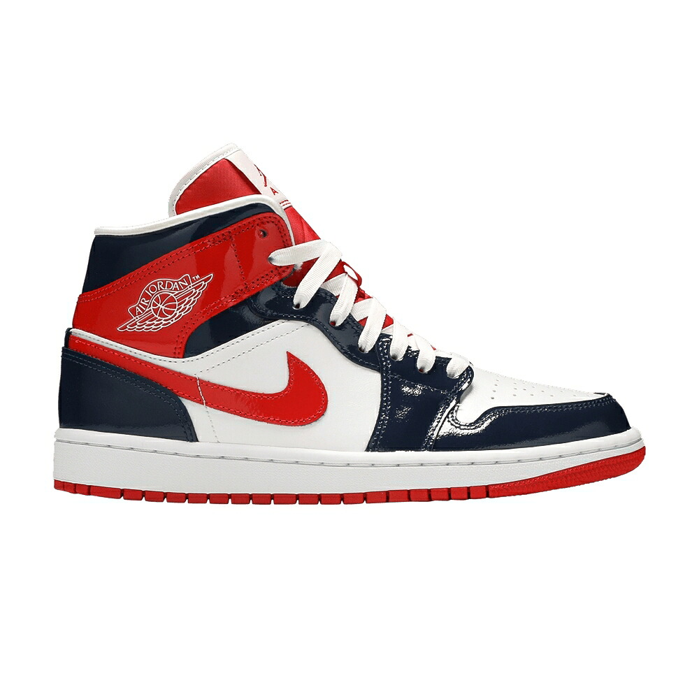 ナイキ ミッド 紺色 米国海軍 赤 赤いこと エアジョーダン \u0027CHAMP COLORS\u0027 スニーカー レディース AIR JORDAN WMNS AIR JORDAN 1 MID / MIDNIGHT NAVY UNIVERSITY RED