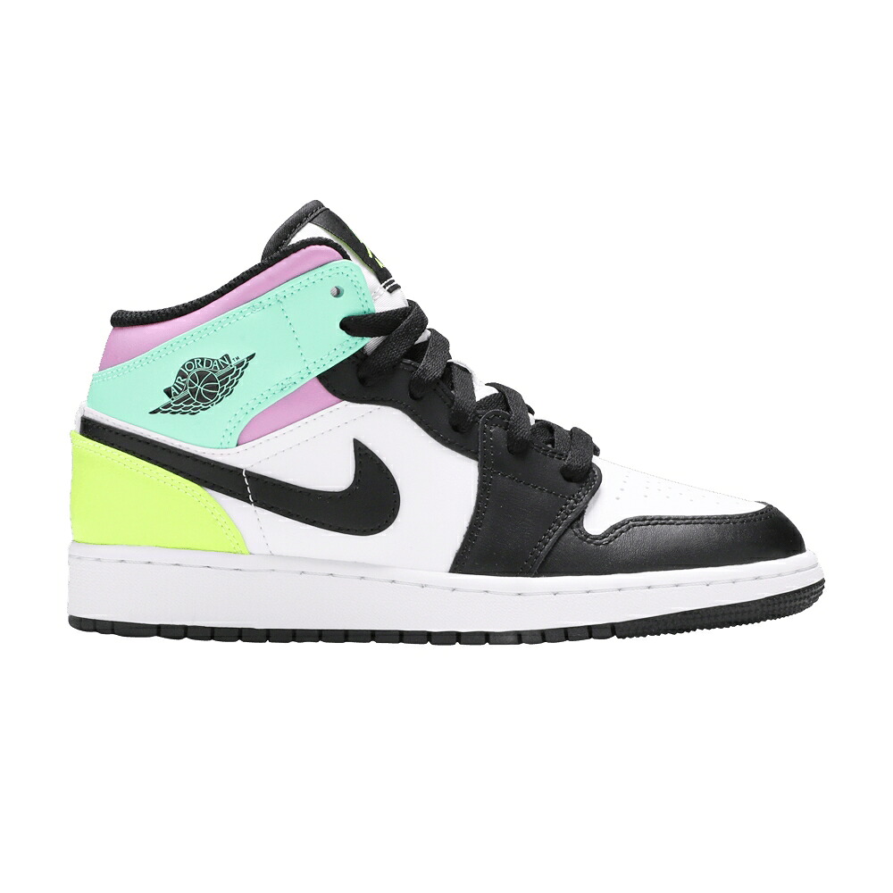 ナイキ ミッド 白色 ホワイト 緑 グリーン 黒色 ブラック エアジョーダン 'PASTEL' ジュニア キッズ AIR JORDAN AIR JORDAN 1 MID GS / WHITE VOLT GREEN GLOW BLACK ベビー マタニティ スニーカー