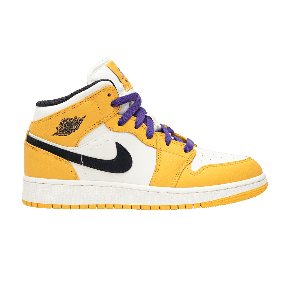 ナイキ ミッド ゴールド 象牙色 厚地の外套 エアジョーダン \u0027LAKERS\u0027 お坊っちゃん キッズ AIR JORDAN AIR JORDAN 1 MID GS / UNIVERSITY GOLD PALE IVORY COURT もの言う花 マタニティ スニーカー
