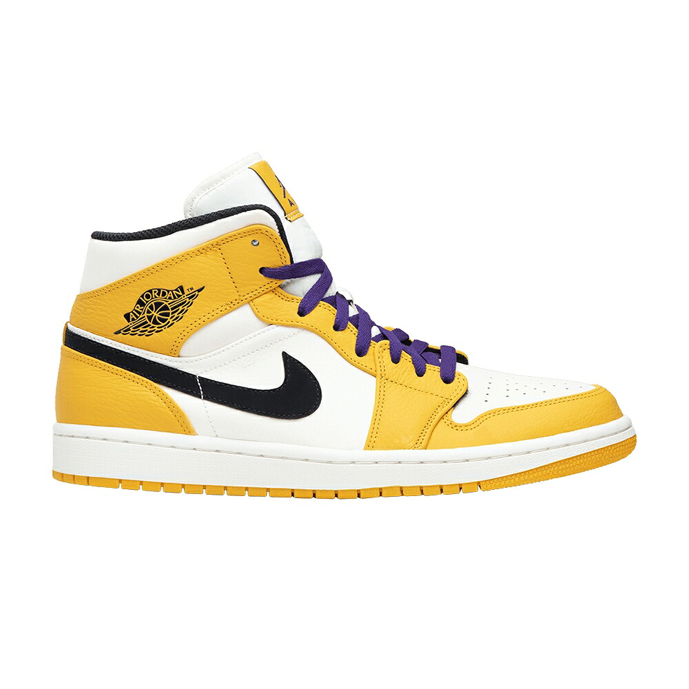 ナイキ ミッド ゴールド アイボリー コート エアジョーダン 'LAKERS' スニーカー メンズ AIR JORDAN AIR JORDAN 1 MID / UNIVERSITY GOLD PALE IVORY COURT｜スニケス 133,250円