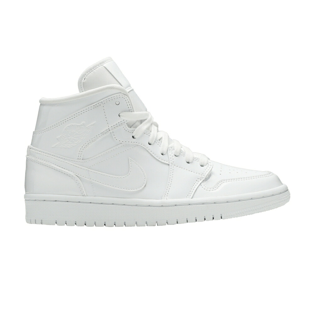 ナイキ ミッド 専売特許 白いこと 白いこと エアジョーダン \u0027TRIPLE WHITE\u0027 スニーカー レディース AIR JORDAN WMNS AIR JORDAN 1 MID PATENT / WHITE WHITE WHITE