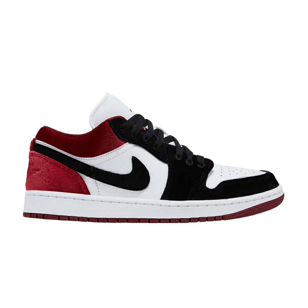 ナイキ 黒色 ブラック 白色 ホワイト 赤 レッド エアジョーダン 'VELVET TOE' スニーカー レディース AIR JORDAN WMNS AIR JORDAN 1 LOW SE BLACK / BLACK BLACK WHITE GYM RED