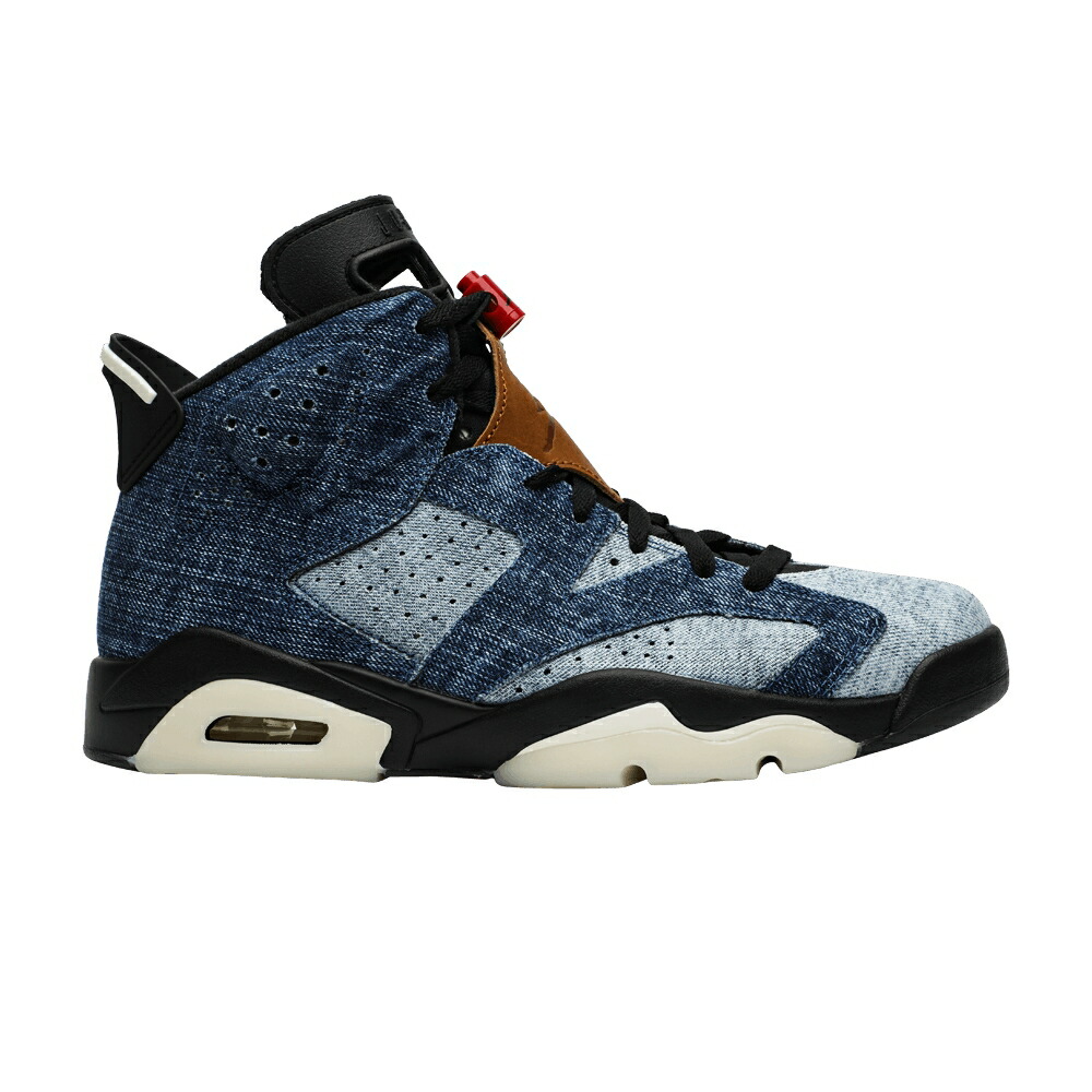 ナイキ 黒色 ブラック 赤 レッド エアジョーダン WASHED DENIM スニーカー メンズ AIR JORDAN AIR JORDAN 6 RETRO / BLACK SAIL VARSITY RED